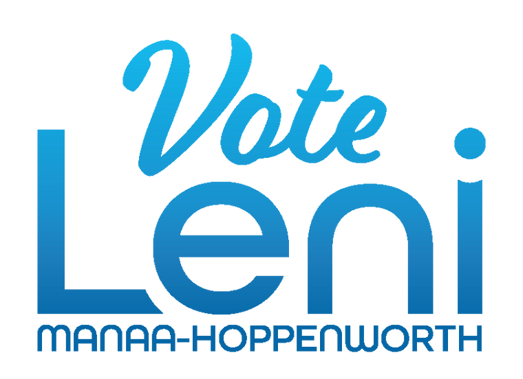 Logo that says Vote Leni Manaa-Hoppenworth